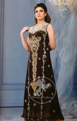 Dark Brown Back Trail Maxi with Embellished Bodice