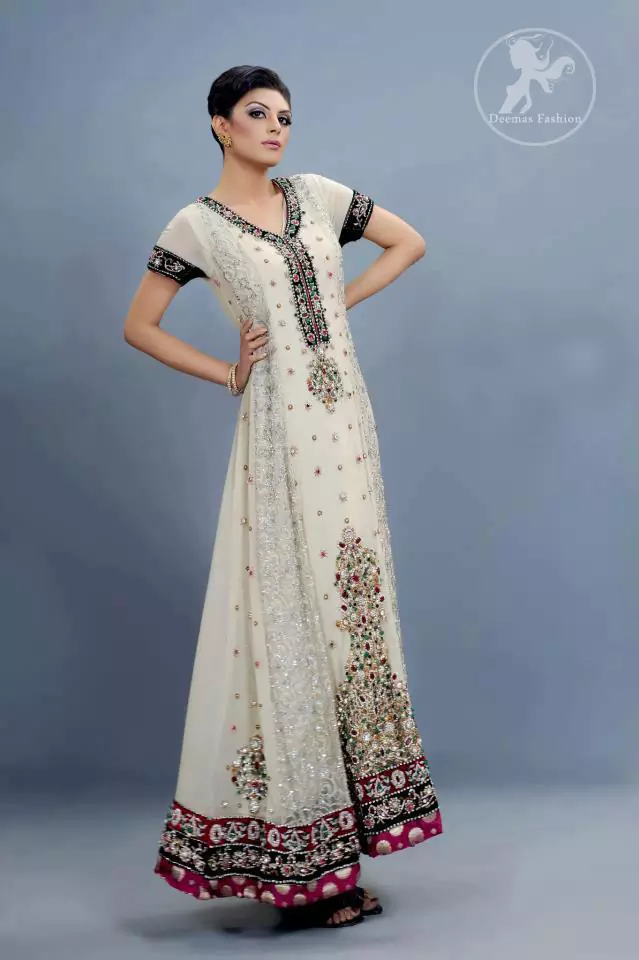 Ivory White Aline Frock and Churidar
