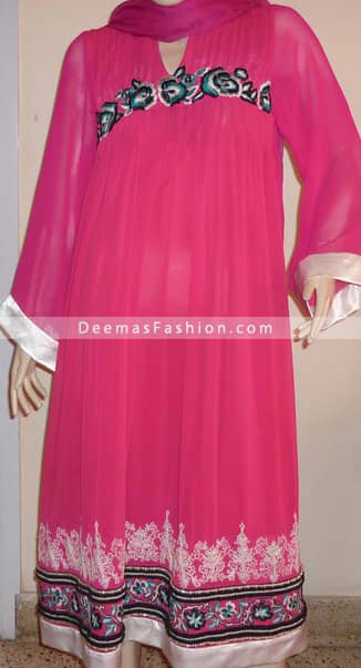 Latest Fashion Bright Pink Anarkali Dress