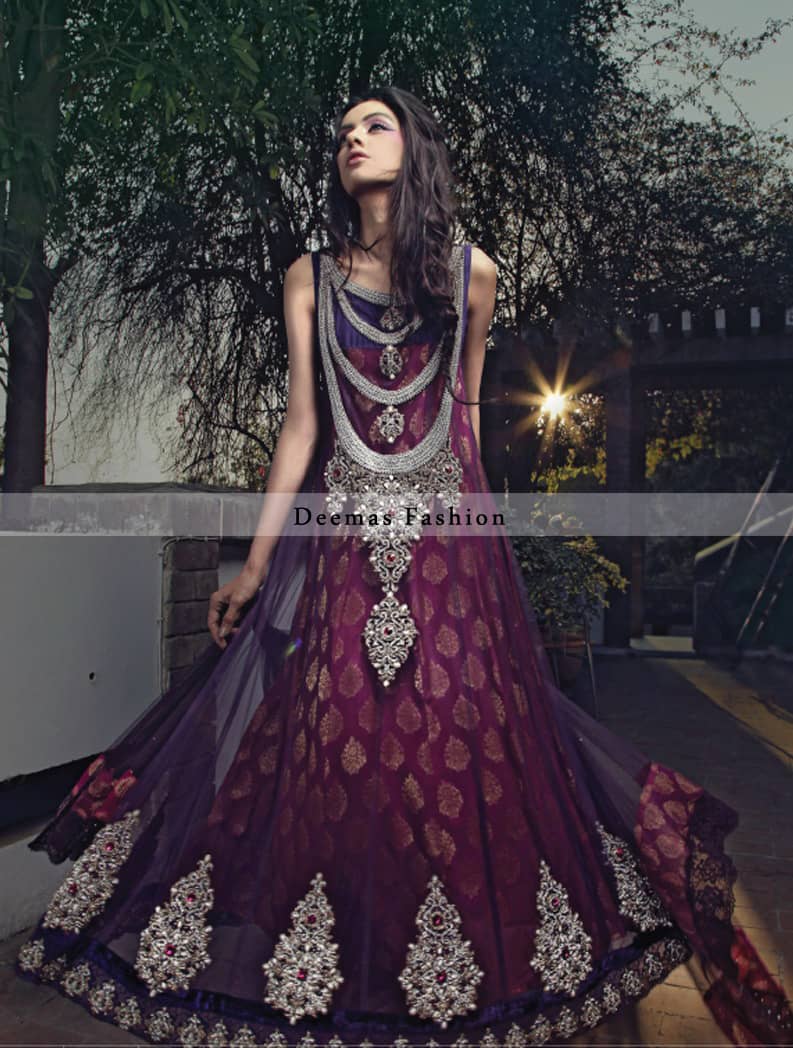 Latest Collection 2016 Pink Purple Anarkali Frock