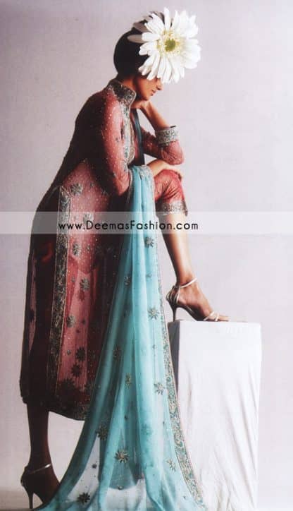 Latest Formal Dress – Peach Ferozi Gown Style Dress