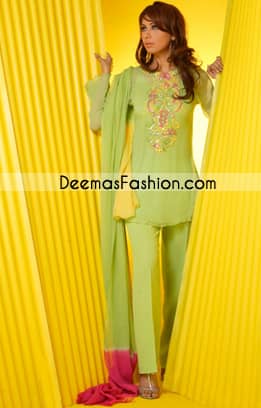 Latest Pakistani Designer Dresses - Green Casual Wear