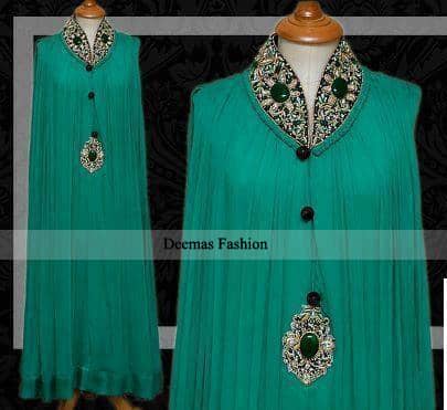 Latest Pakistani Designer Wear Sea Green Party Dress