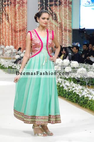 Latest Pakistani Fashion 2011 Ferozi Green Anarkali Frock Churidar