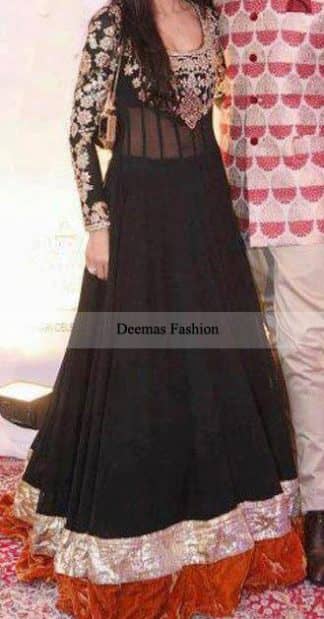 Latest Designer Dress Black Anarkali Pishwas Dress