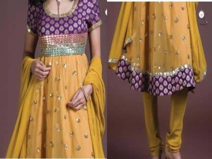 Latest Anarkali Fashion Dress – Yellow A-line Frock Churidar
