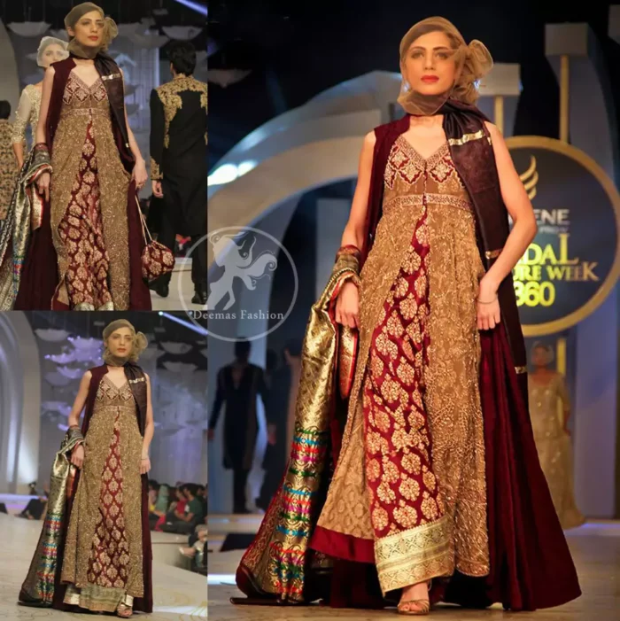 Maroon Heavy Formal Front Open Gown with Inner Shirt