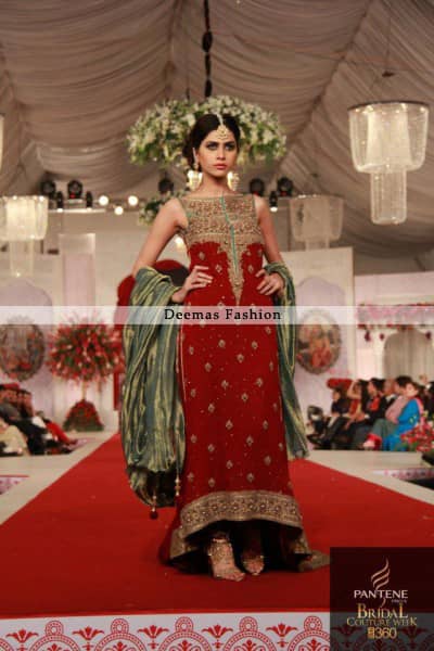 Pakistani Designer Dress Red Back Trail Dress