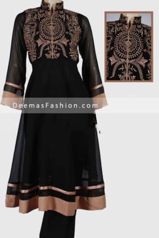 Pakistani Designer Wear - Black Anarkali Dress