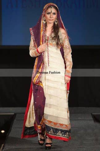 Pakistani Designer Collection White Aline Long Shirt Churidar