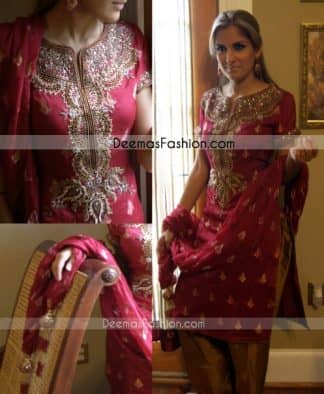 Pakistani Designers Collection Deep Red Rust Dress