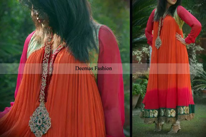 Pakistani Designer Collection Double Tone Anarkali Pishwas