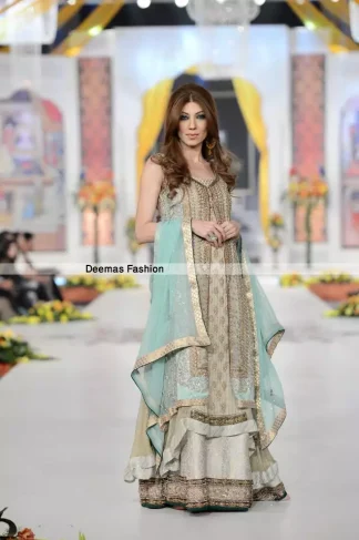 Pistacho Green Gown Back Trail Frock Lehnga1