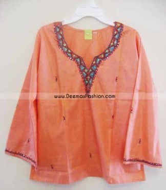Ladies Kurta Fashion – Peach Short Kurti Wear
