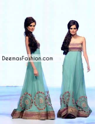 Turquoise Green Gown Style Anarkali