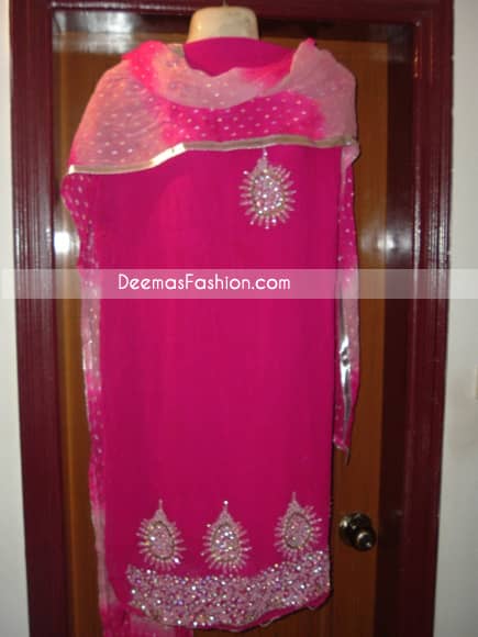 Pakistani Ladies Formal Wear - Shocking Pink Dress