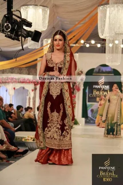 Dark Maroon Red Bridal Dress