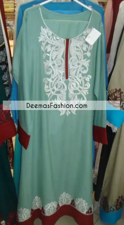  Ferozi Green Maroon Casual Aline Dress