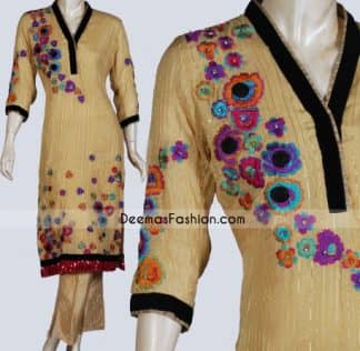 Purchase Latest Pakistani Suits Golden Yellow Long Shirt