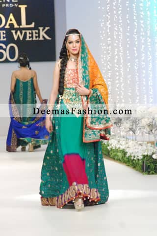 Latest Pakistani Fashion 2011 Multi Colour A-Line Frock Churidar