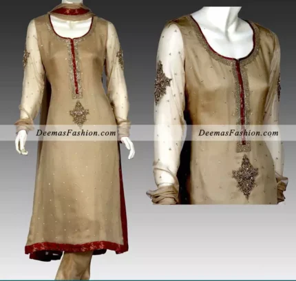 Light Brown Maroon Aline Shirt Churidar
