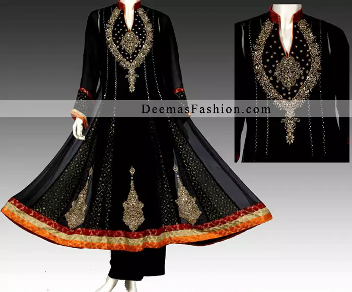 Black A-Line Anarkali Frock Trouser