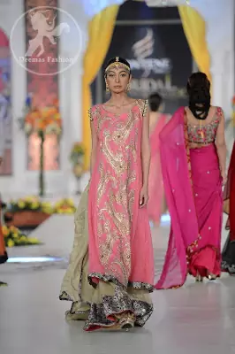 Pink Fully Embroidered Shirt - Mehndi Green Sharara