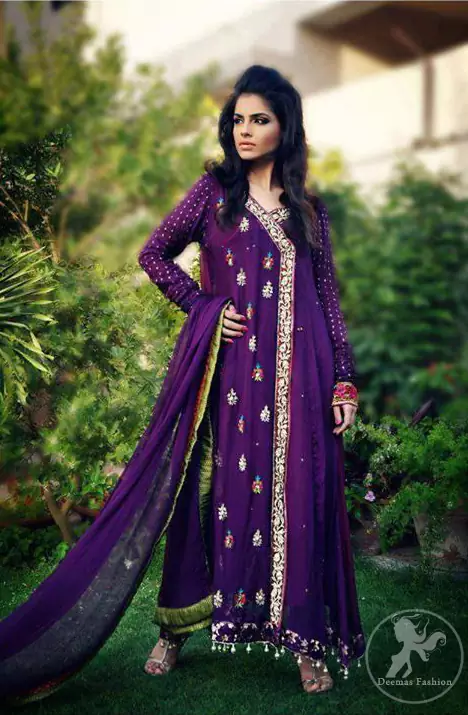 Purple Aline Casual Angrakha Style Dress