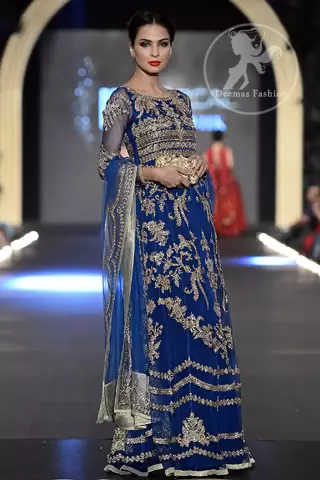 Dark Blue Heavily Embellished Bridal Maxi