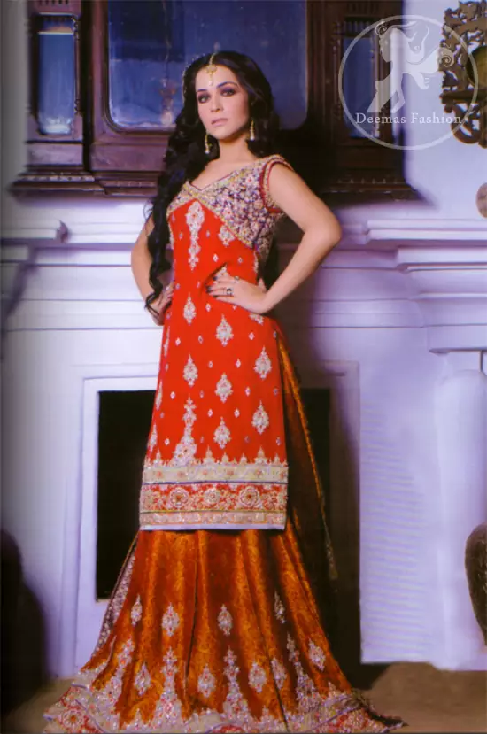 Orange Rust Bridal Wear Lehnga