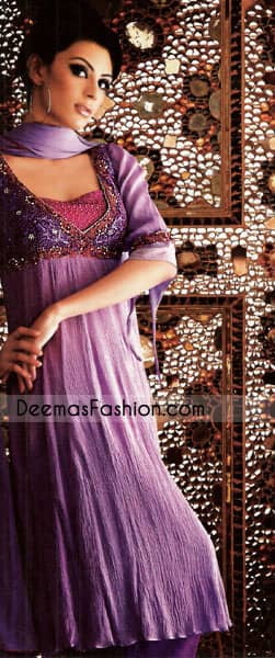 Latest Fashion Clothing Purple Chiffon Anarkali Frock