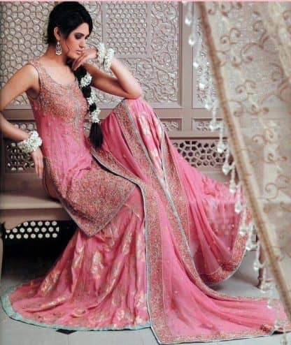 Traditional Pakistani Gharara - Tea Pink Bridal Wear