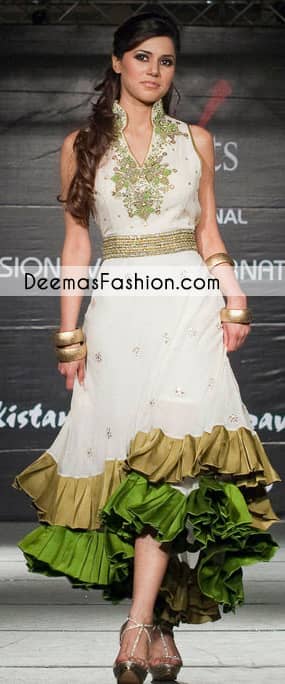  White Double Layer Anarkali Casual Frock
